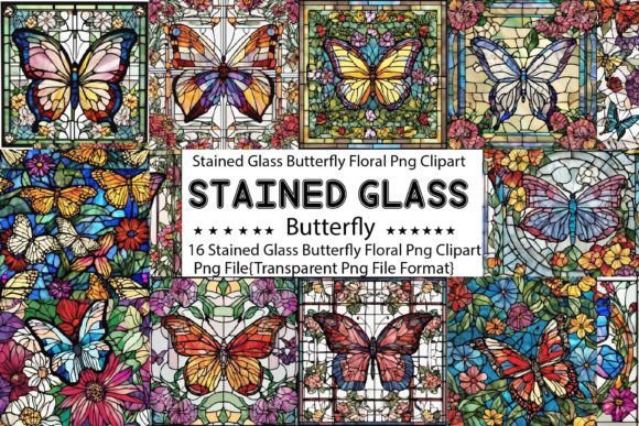 Download Stained Glass Butterfly Floral PNG Bundl - Premium Resources