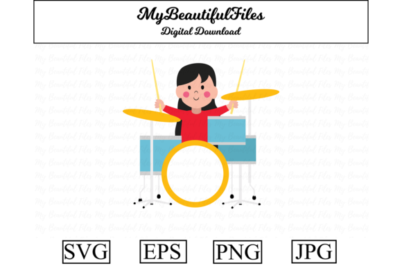 Download Girl Playing Drums Clipart Illustration - Illustration Collection