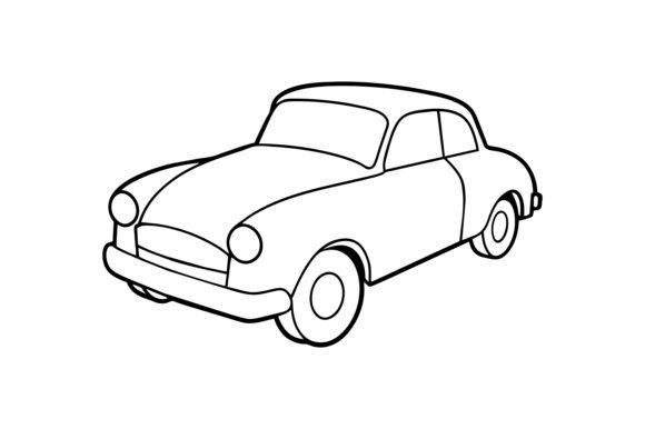 Download Retro Old Car Line Art Illustration - Illustration Collection