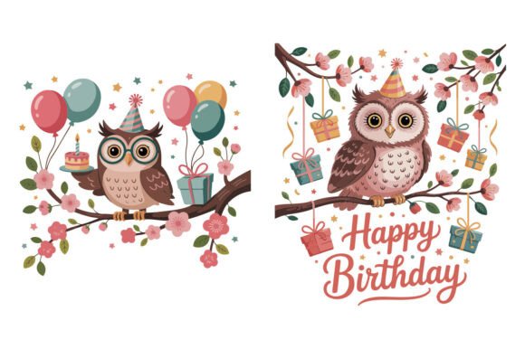 Download Birthday Owl Vector Clipart Illustration - Illustration Collection